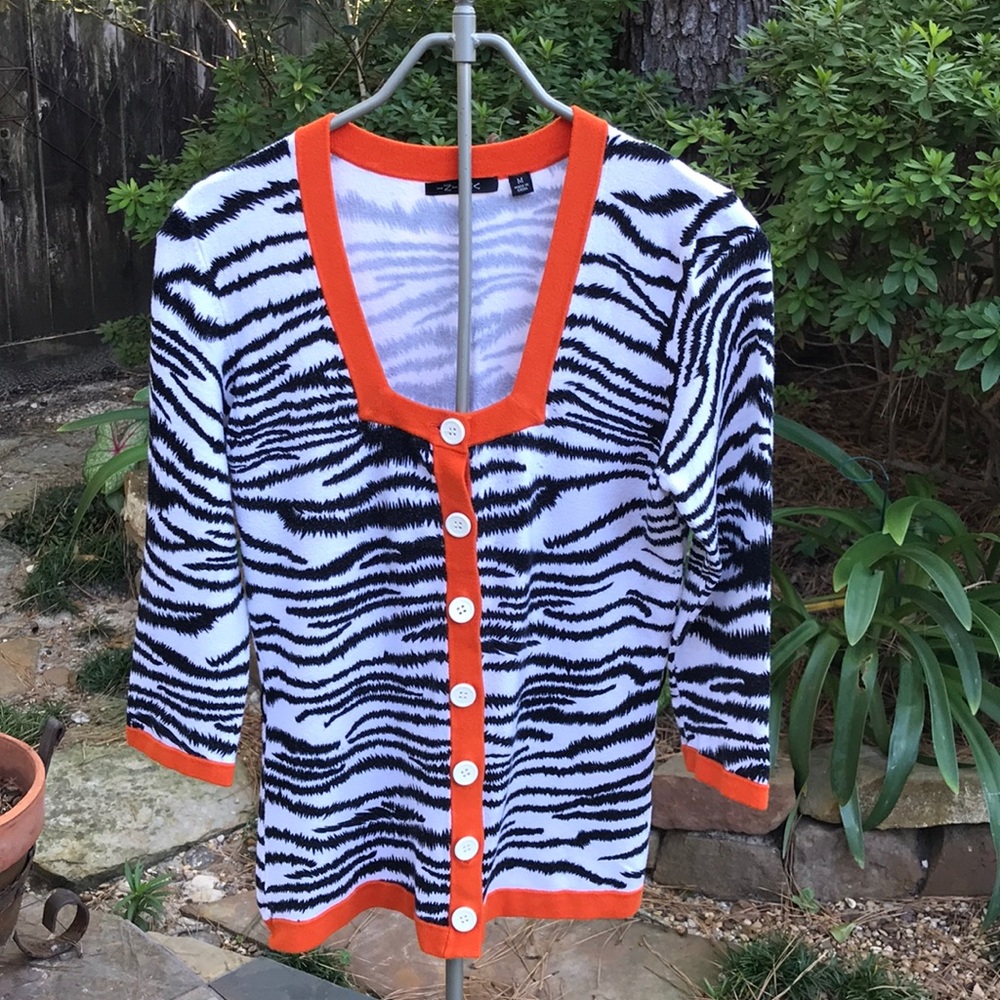Venini Black/ White Animal Print Cardigan
